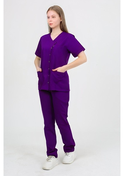 Pansy Hakim Yaka Mor Kadın Uniforma (Likralı) Xl - Takım - Hayır Isim Yazılmasın