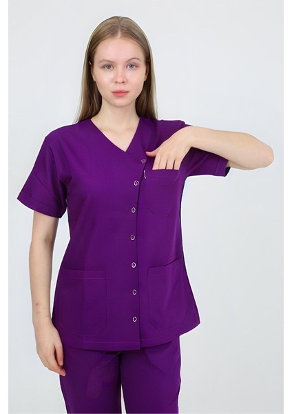 Pansy Hakim Yaka Mor Kadın Uniforma (Likralı) Xl - Takım - Hayır Isim Yazılmasın indirimleri