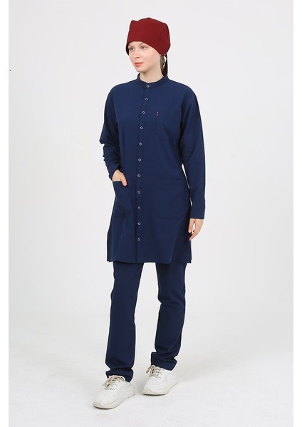 Violet Hakim Yaka Parliament Tesettür Uniforma (Likralı) S - Takım - Hayır Isim Yazılmasın