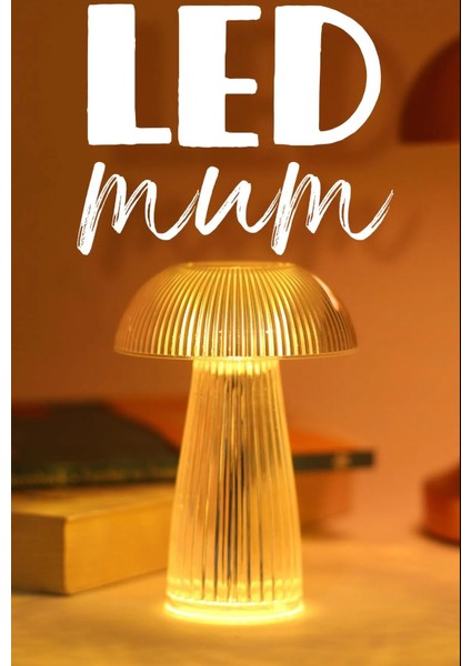 LED Mum Kristal Tip 3 Adet Pil Dahil Dumansız Alev Ledli Yapay Dekoratif Mum Işığı Şeffaf PT429