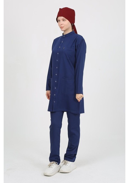 Violet Hakim Yaka Koyu Indigo Tesettür Uniforma (Likralı) Xs - Takım - Hayır Isim Yazılmasın modelleri