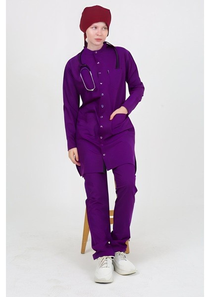 Violet Hakim Yaka Mor Tesettür Uniforma (Likralı) Xl - Takım - Hayır Isim Yazılmasın