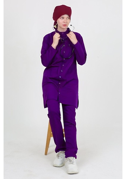 Violet Hakim Yaka Mor Tesettür Uniforma (Likralı) Xl - Takım - Hayır Isim Yazılmasın fiyatları