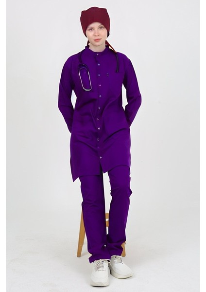 Violet Hakim Yaka Mor Tesettür Uniforma (Likralı) Xl - Takım - Hayır Isim Yazılmasın indirimleri