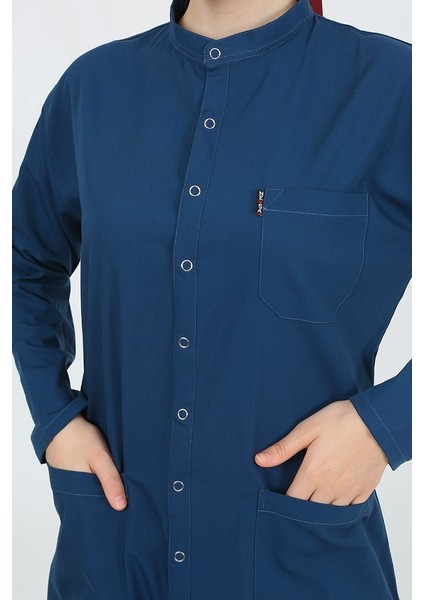 Violet Hakim Yaka Petrol Mavi Tesettür Uniforma (Likralı) L - Takım - Hayır Isim Yazılmasın indirimleri