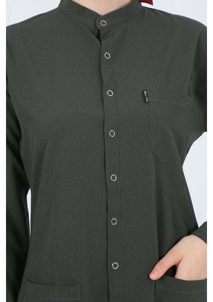 Violet Hakim Yaka Koyu Haki Tesettür Uniforma (Likralı) L - Takım - Hayır Isim Yazılmasın indirimleri