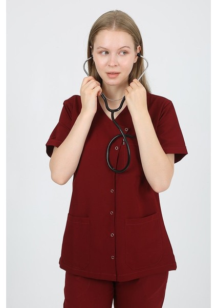 Pansy Hakim Yaka Bordo Kadın Uniforma (Likralı) L - Takım - Hayır Isim Yazılmasın modelleri