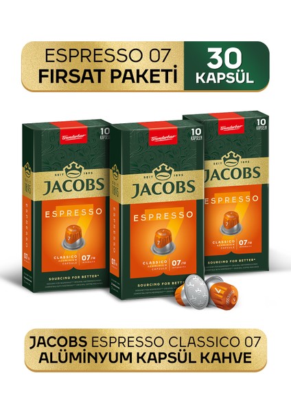 Espresso 7 Classico Nespresso Uyumlu Alüminyum Kapsül Kahve 10 Adet X 3 Paket