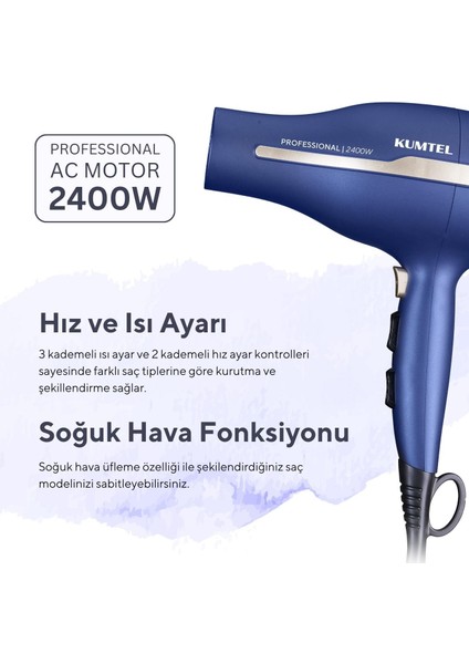 Profesyonel 2400W İyonik Saç Kurutma Makinesi HHD-03