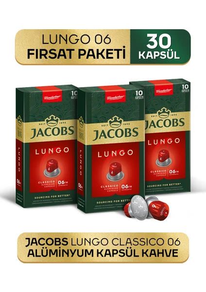 Lungo 6 Classic Nespresso Uyumlu Alüminyum Kapsül Kahve 10 Adet X 3 Paket