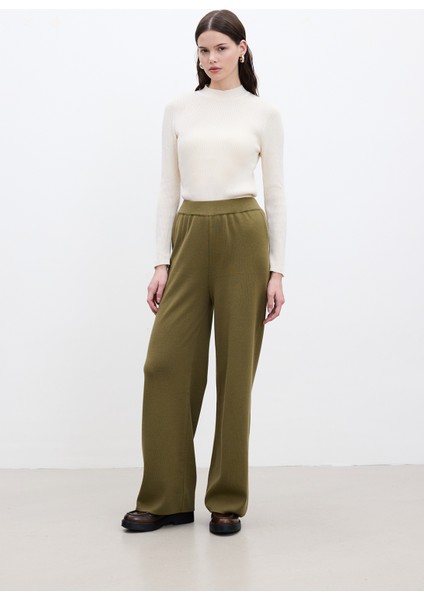 Düz Paça Triko Pantolon Yeşil modelleri