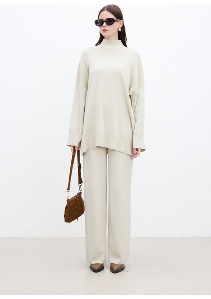 Düz Paça Triko Pantolon Bej fiyatları