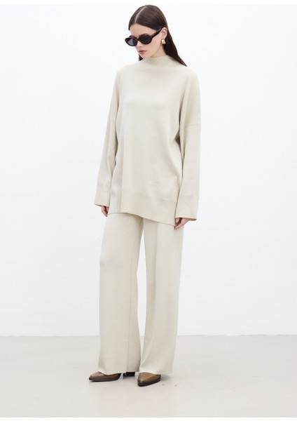 Düz Paça Triko Pantolon Bej indirimleri