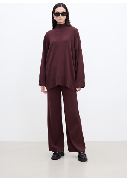Düz Paça Triko Pantolon Bordo fiyatları