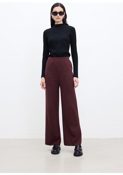 Düz Paça Triko Pantolon Bordo indirimleri