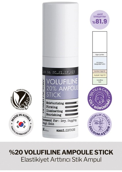 %20 Volufilin Içeren Dolgunlaştırıcı, Anti Aging Stick Derma Factory Volufiline Ampoule Stick