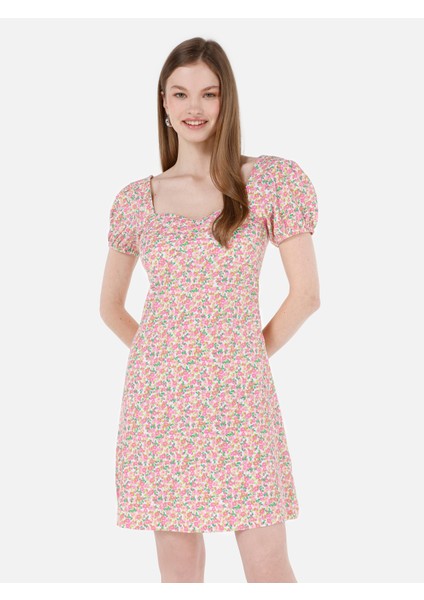 Slim Fit Kadın Pembe Kısa Kol Elbise Cl1069057