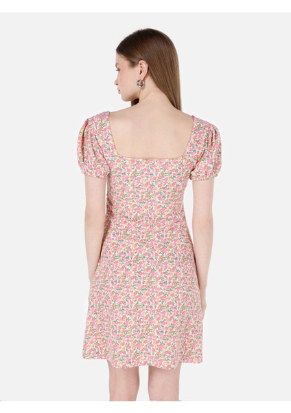 Slim Fit Kadın Pembe Kısa Kol Elbise Cl1069057
