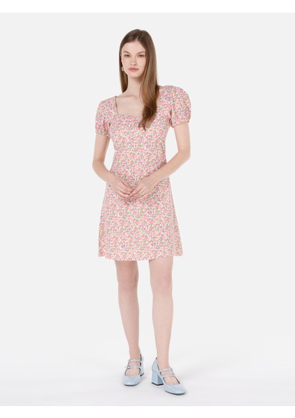 Slim Fit Kadın Pembe Kısa Kol Elbise Cl1069057