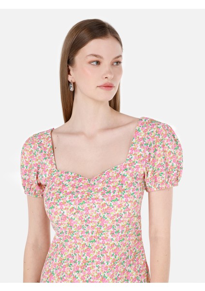 Slim Fit Kadın Pembe Kısa Kol Elbise Cl1069057