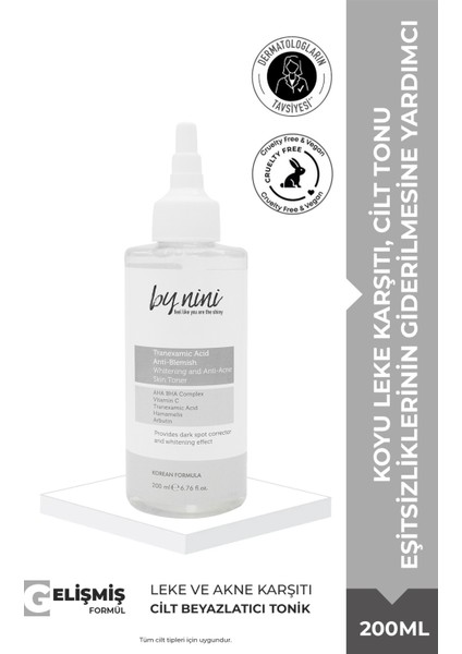 Leke,akne ve Koyu Leke Karşıtı Tonik 200 ml