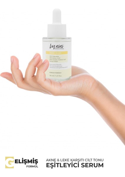 Hassas Ciltlere Uygun, Akne Karşıtı, Cilt Tonu Eşitleyici, Bariyer Onarıcı Azelaik Asit Serum 30 ml