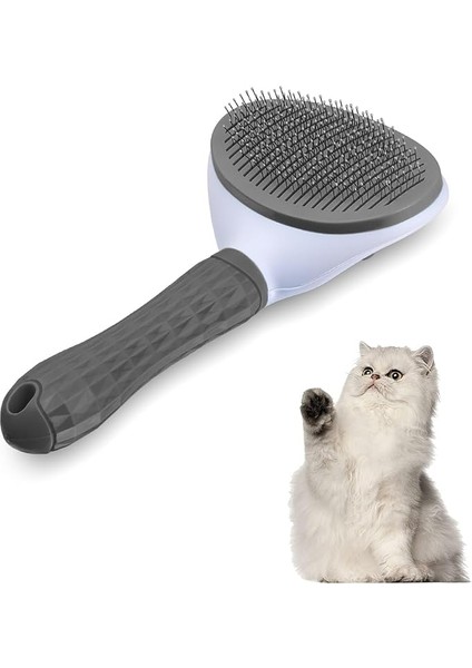Otomatik Temizlenen Tuşlu Evcil Hayvan Fırçası Kedi Köpek Tüy Toplayıcı Tarak Gri fiyatları