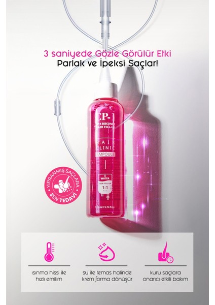 Cp-1 Keratin Seramid ve Kolajen Içeren 3 Saniyede Bakım Saç Dolgu Serumu Hair Clinic Ampoule 170 ml modelleri
