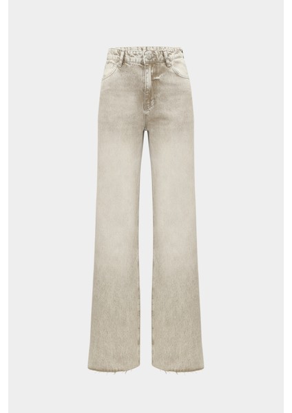 High Waist Wed Leg Kar Yıkama Geniş Paça Dikişsiz Jean