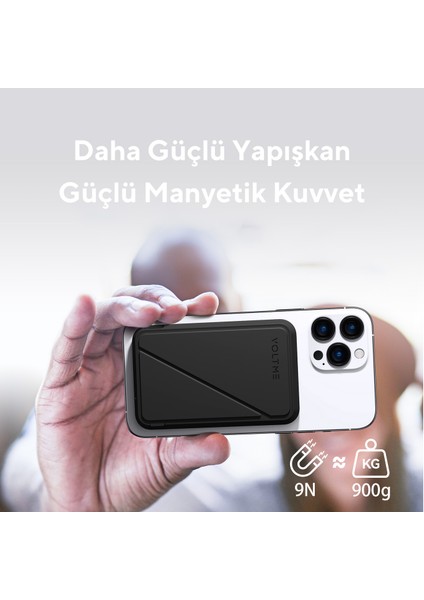 Siyah MagPak 5000mAh Magsafe Kablosuz Powerbank- 22.5W