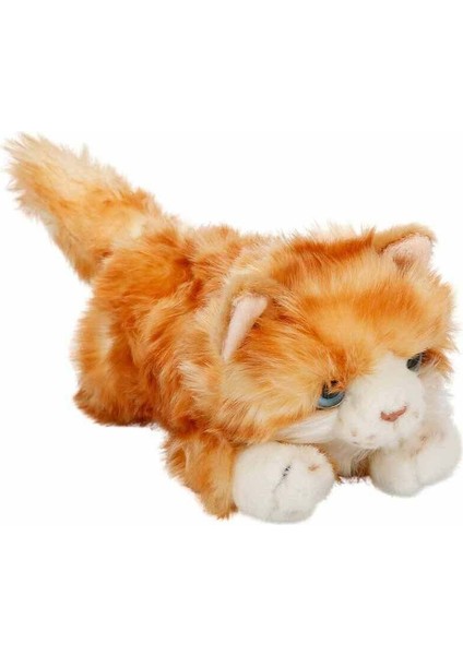 Yatan Sarı Beyaz Kedi Peluş 25 cm