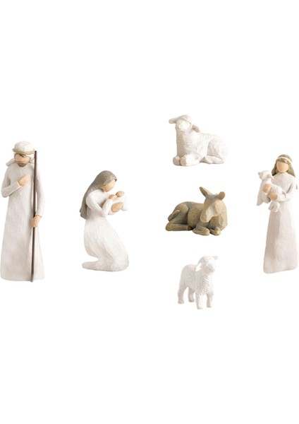 Noel Doğum Sahnesi Heykelcik El Sanatları Reçine Dekorasyon Noel Heykeli 6 (Yurt Dışından)