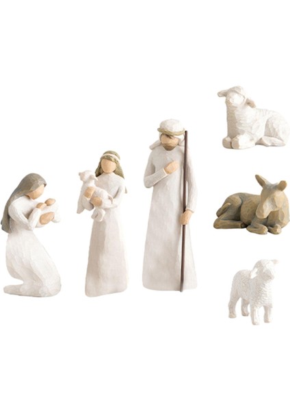 Noel Doğum Sahnesi Heykelcik El Sanatları Reçine Dekorasyon Noel Heykeli 6 (Yurt Dışından)
