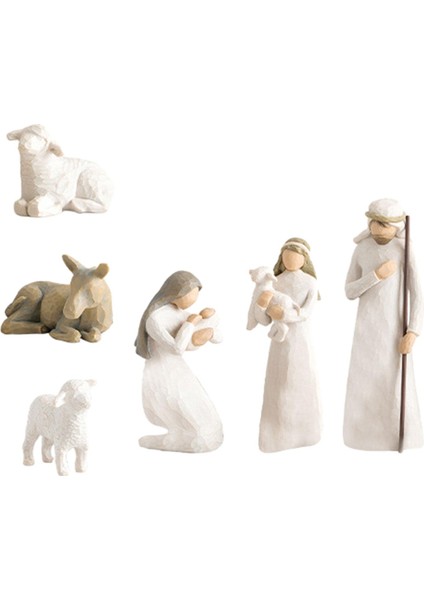 Noel Doğum Sahnesi Heykelcik El Sanatları Reçine Dekorasyon Noel Heykeli 6 (Yurt Dışından)