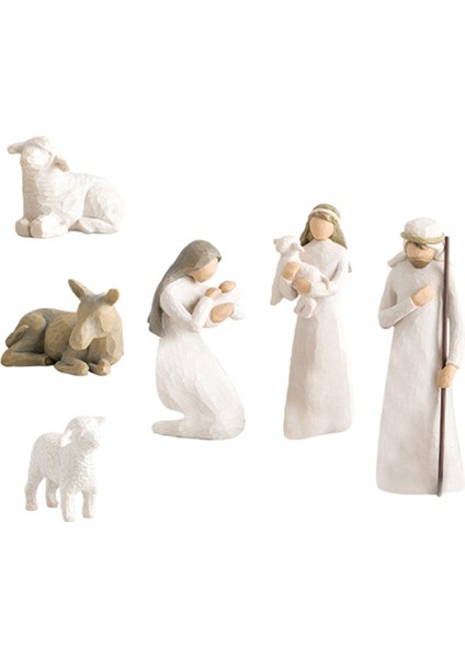 Noel Doğum Sahnesi Heykelcik El Sanatları Reçine Dekorasyon Noel Heykeli 6 (Yurt Dışından)