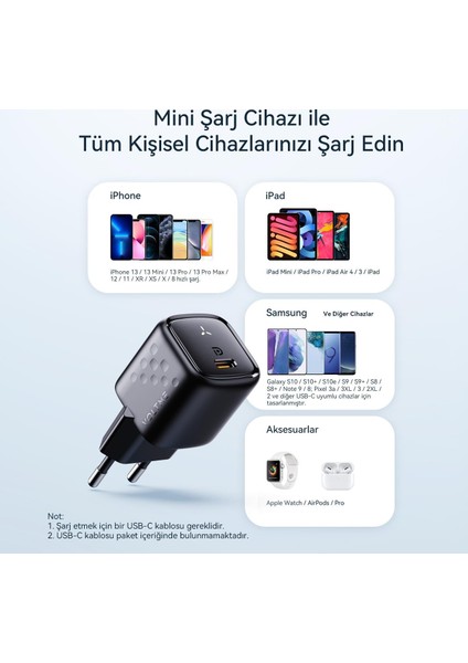 V2003 Revo Siyah 20W Usb-C Şarj Cihazı