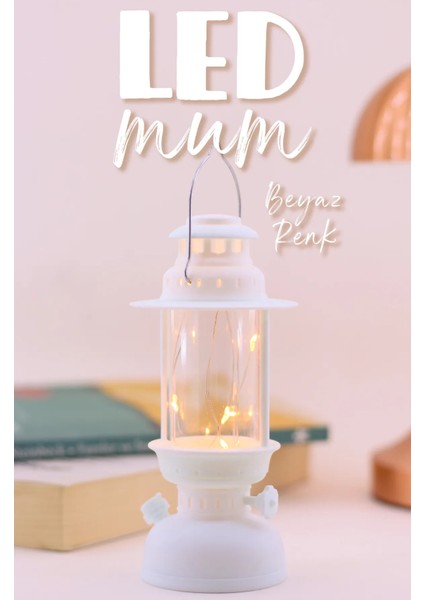 LED Mum Kamp Lambası Tipi 1 Adet Pil Dahil Dumansız Alev Ledli Dekor Işığı Beyaz PT437