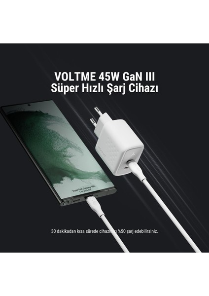 V2112 Revo Beyaz 45W cc Gan Şarj Cihazı fırsatları