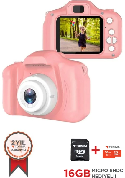 Pembe Renk Sd Card  1080P Hd Çocuk Kamera Dijital Fotoğraf Makinesi 2.0 Inç Ekran