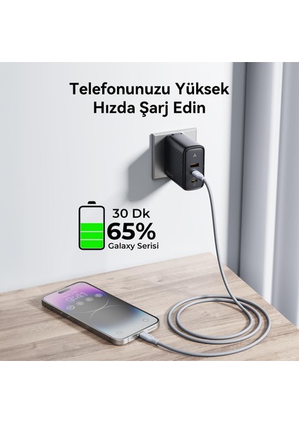 C2086 Powerlink Rugg 60W Type-C To Lightning Şarj Kablosu 2m 3A- Gri