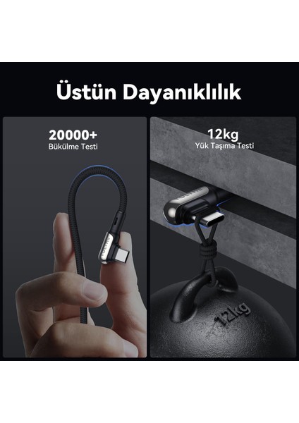 C2068 Stark 60W USB To Type-C Şarj Kablosu 2m 3A-SIYAH modelleri