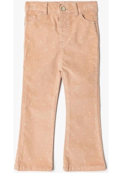 Kız Bebek Kadife Pantolon Ispanyol Paça Pamuklu Cep Detaylı