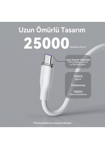 C2031 Powerlink Moss 100W Type-C Şarj Kablosu 1m 5A-BEYAZ