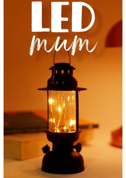 LED Mum Kamp Lambası 1 Adet - Tipi Pil Dahil Dumansız Alev Ledli Dekoratif Mum Dekor Işığı Siyah PT437