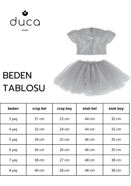 Parıltılı Pullu Crop ve Kabarık Tütü Etek Ikili Takım