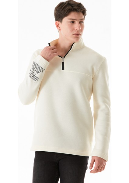 Basic Yarım Fermuarlı Dik Yaka Sweatshirt