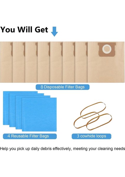 19-3100 Torba 5-6 Galon/gal Islak Kuru Elektrikli Süpürge Tek Kullanımlık Filtreye Uygun (Yurt Dışından) modelleri