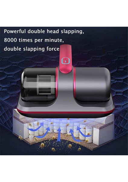 Uv El Tipi Vakumlu Yatak Temizleyici Kablosuz Yatak Çift Kanatlı Başlıklı, Gri Mavi (Yurt Dışından) modelleri