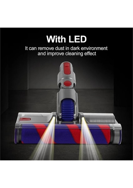 V8 V10 V11 V15 Yumuşak Çift Silindirli LED Işıklı Vakum Motor Zemin Fırçası Yedeği (Yurt Dışından)