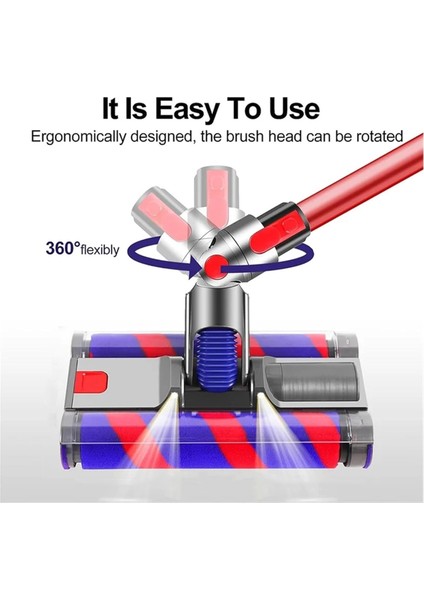 V8 V10 V11 V15 Yumuşak Çift Silindirli LED Işıklı Vakum Motor Zemin Fırçası Yedeği (Yurt Dışından)